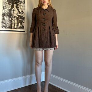 VINTAGE BABYDOLL BROWN QUARTER SLEEVE DRESS